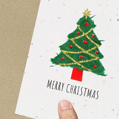 Carte d'arbre de Noël, écologique, plantable, ensemencée