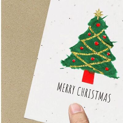 Weihnachtsbaumkarte, umweltfreundlich, pflanzbar, ausgesät