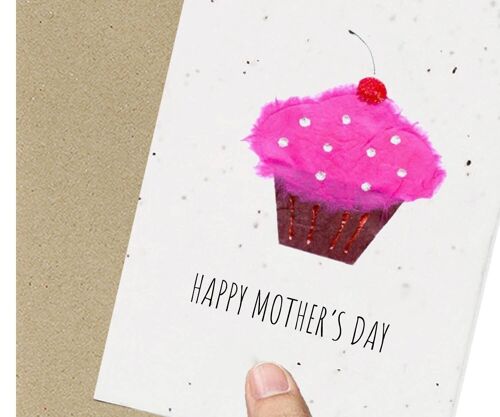 Mothers Day Cupcake Card Eco Friendly Plantable