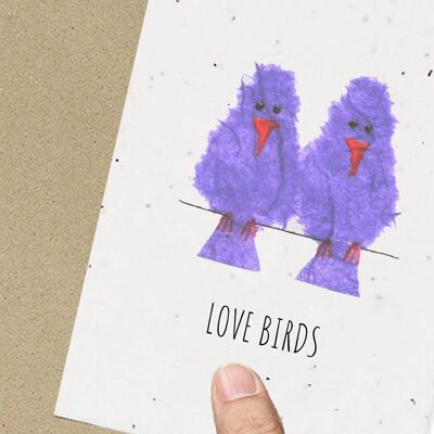 Tarjeta de compromiso de boda con pájaros del amor Semilla ecológica