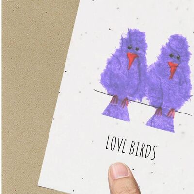 Love Birds Wedding Engagement Card Eco-friendly Seeded