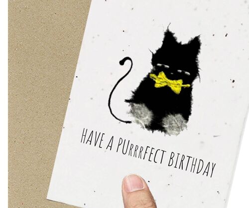 Cat Birthday Card, Eco friendly, Plantable, Seeded