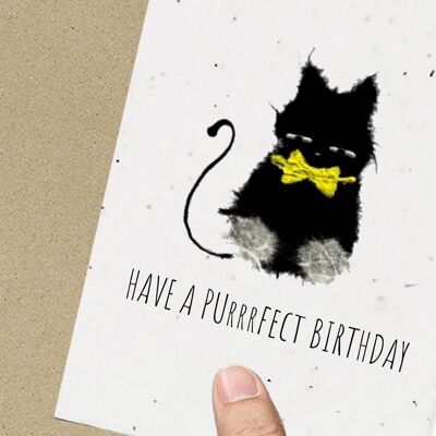 Cat Birthday Card, Eco friendly, Plantable, Seeded