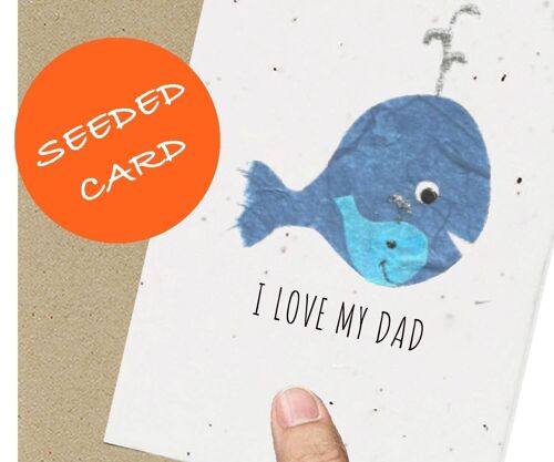 Whale Card for Dad, Eco-friendly, Plantable, Seeded