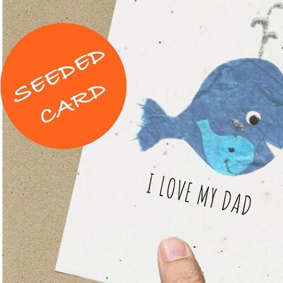 Whale Card for Dad, Eco-friendly, Plantable, Seeded