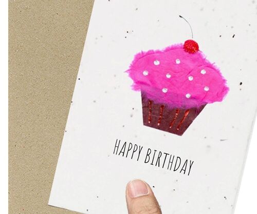 Cupcake Birthday Card, Eco friendly, Plantable, Seeded