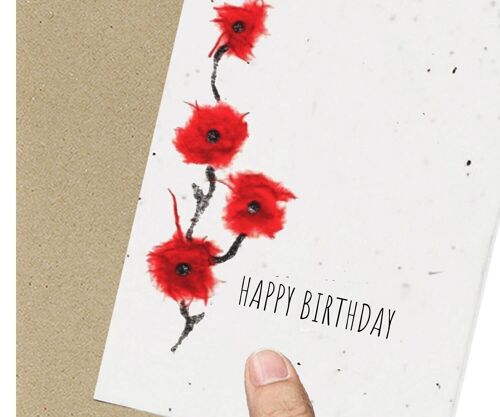 Poppy Birthday Card, Eco friendly, Plantable, Seeded