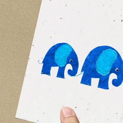 Carte ensemencée écologique Happy Blue Elephants