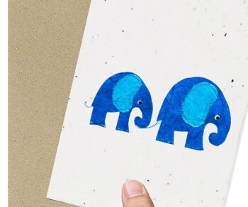 Carte ensemencée écologique Happy Blue Elephants 1