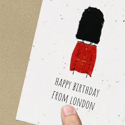 Tarjeta de cumpleaños de Londres, respetuosa del medio ambiente, plantable, sin semillas