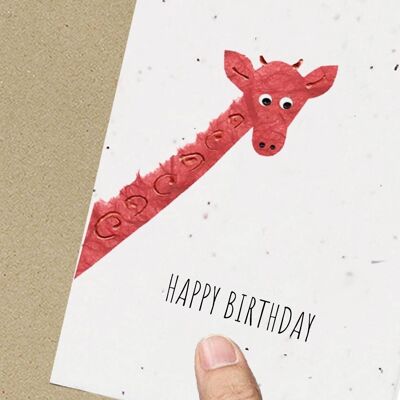 Giraffen-Geburtstagskarte, umweltfreundlich, pflanzbar, entkernt