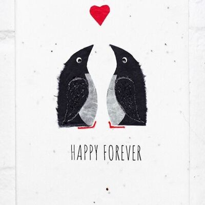 Küssende Pinguine Hochzeitskarte Umweltfreundlich pflanzbar gesät