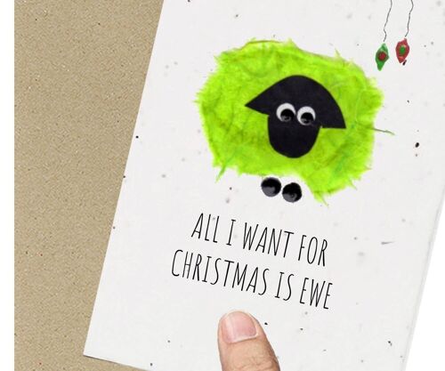 Christmas Sheep Card, Eco friendly, Plantable, Seeded