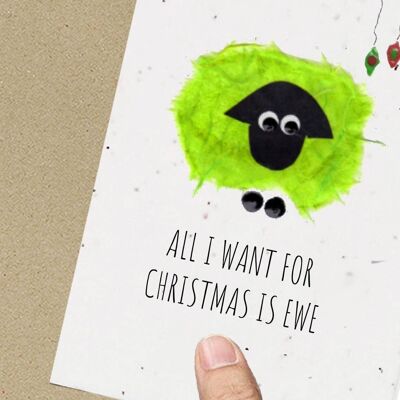 Weihnachtskarte für Schafe, umweltfreundlich, pflanzbar, ausgesät