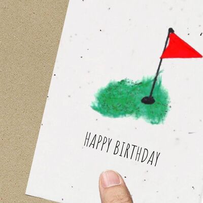 Tarjeta de cumpleaños de golf, respetuosa con el medio ambiente, plantable, con semillas