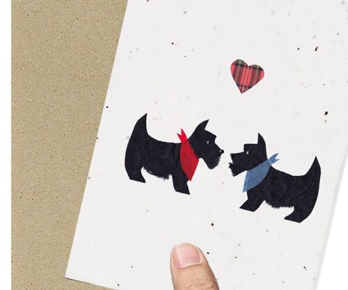 Kissing Scottie Dogs Card Eco Friendly Plantable Seeded