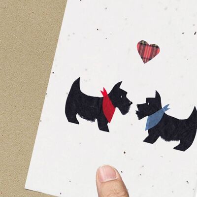 Kissing Scottie Dogs Card Eco Friendly Plantable Seeded