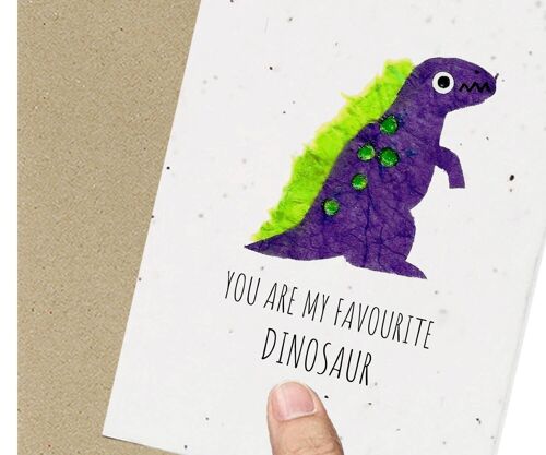 Dinosaur Card, Eco friendly, Plantable, Seeded