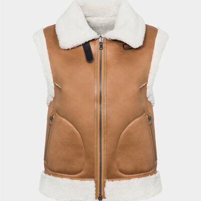 Reversible Faux Shearling Vest - sheepy-camel