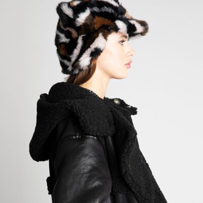 Faux fur trapper hat - multi