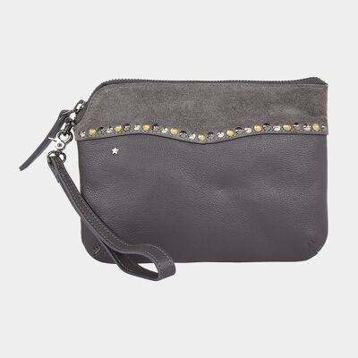 Leather pouch - grey