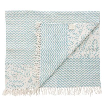 Paisley & Chevron Reversible Rug - Samode Blue