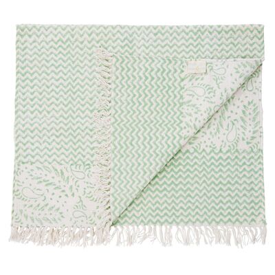 Paisley & Chevron Reversible Rug - Goa Green