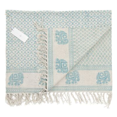 Elephant & Diamond Reversible Rugs - Samode Blue