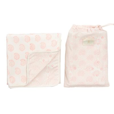 Small Paisley & Fine Dot Reversible Swaddle Blanket - Jaipur Pink