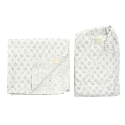 Little Bouti & Fine Dot Reversible Swaddle Blanket - Elephant Grey