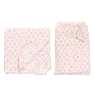 Little Bouti & Fine Dot Reversible Swaddle Blanket - Jaipur Pink