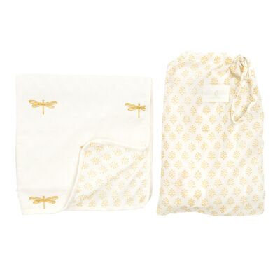 Dragonfly & Little Bouti Reversible Swaddle Blanket - Jodphur Sand