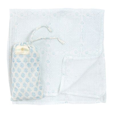 Fine Dot Muslin & Bag - Samode Blue - Small