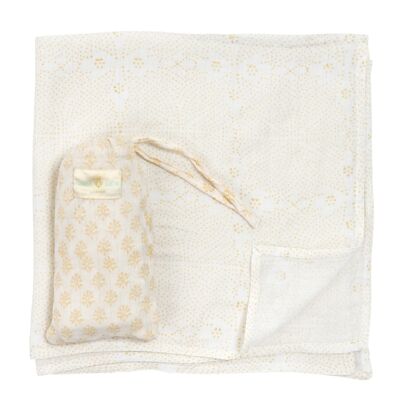 Fine Dot Muslin & Bag - Jodphur Sand - Small