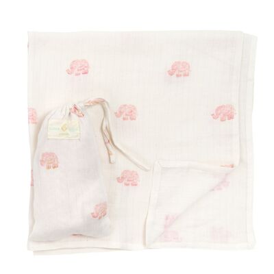 Elephant Muslin & Bag - Jaipur Pink - Large