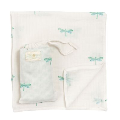 Dragonfly Muslin & Bag - Goa Green & Samode Blue - Small