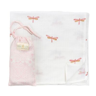 Dragonfly Muslin & Bag - Jaipur Pink & Jodphur Sand - Large