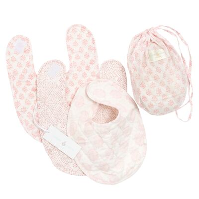 Set of 3 Bibs - Jaipur Pink