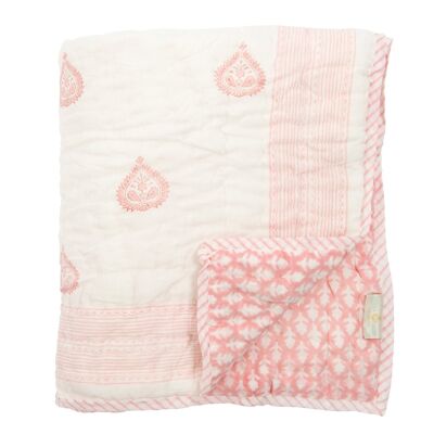 Heart Paisley Reversible Baby Quilt - Jaipur Pink