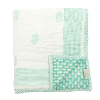 Torna Paisley Reversible Baby Quilt - Goa Green