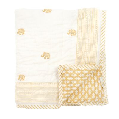 Elephant Reversible Baby Quilt - Jodphur Sand