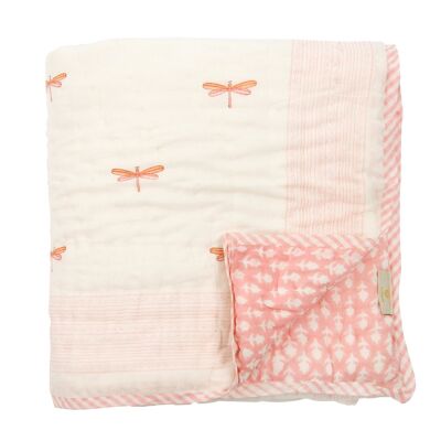 Dragonfly Reversible Baby Quilt - Jaipur Pink & Peach