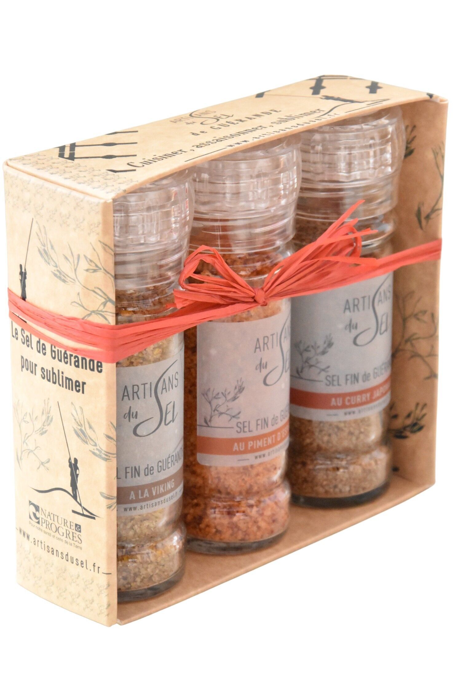 Schachtel mit 3 Espelette-Pfeffermühlen, japanisches Curry, Wikinger -80gr*3