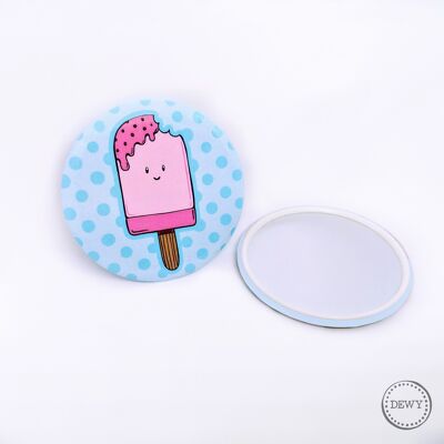 Hand mirror with cute pink water ice cream