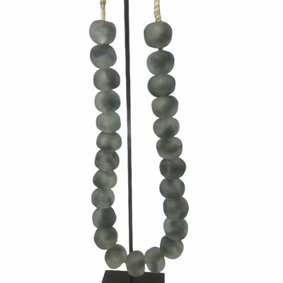 Ghana Glass beads - Grey/Clear Large