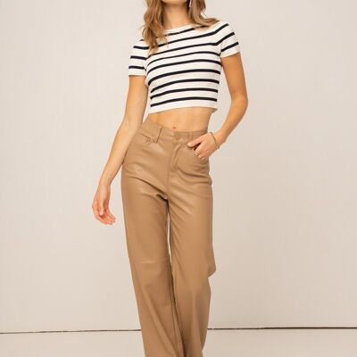 Pantalon Barbara en Simili-Cuir BEIGE