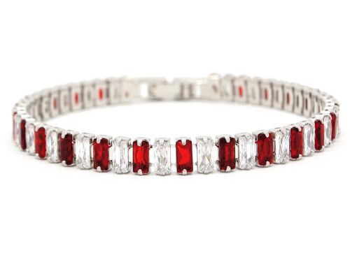 Red And White Baguette Tennis Bracelet