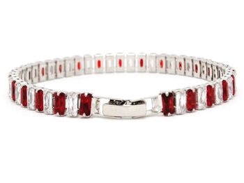Bracelet Tennis Baguette Rouge Et Blanc 2