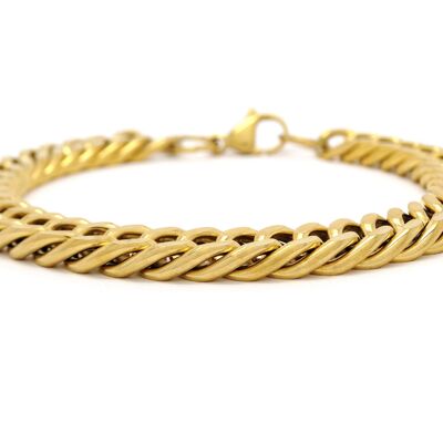 Gold Double Curb Link Chain Bracelet