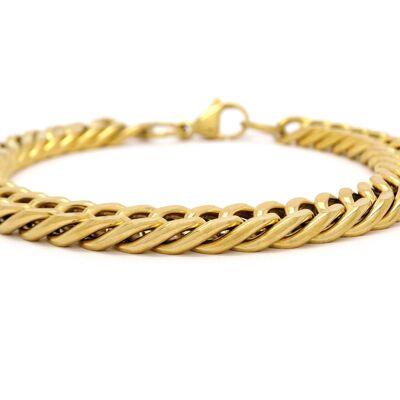 Gold Double Curb Link Chain Bracelet